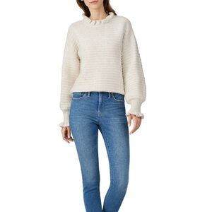 Madewell Ruffle Mockneck Stich Pullover Cotton Merino Wool women XS